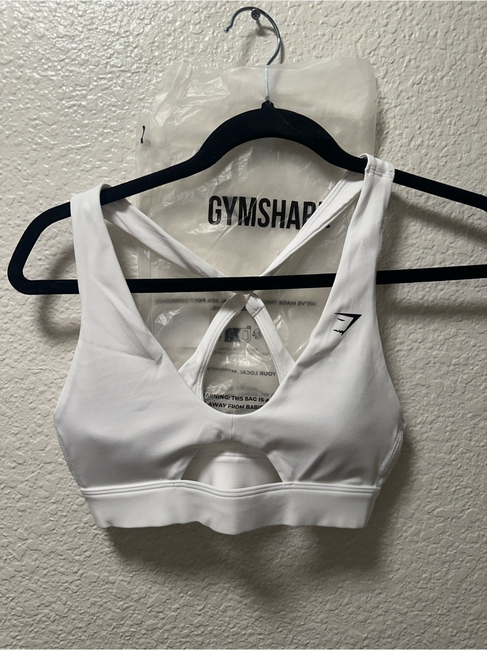 Gymshark White Sports Bra Cutout Crisscross Back